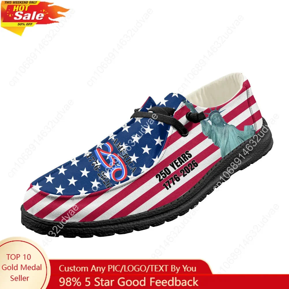 America 250th Anniversary 1776-2026 Loafers Men Woman  Casual Shoes Durable Lightweight Flat Footwear Outdoor Custom Shoe Black