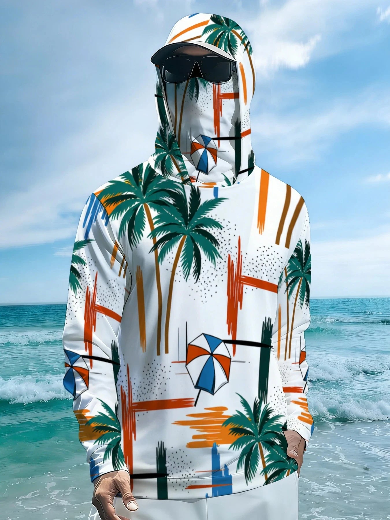 2026 Summer New Style Men's Long-Sleeved Shirt - 3D Trendy Brand Beach Print Fashion Outdoor Comfortable Lightweight Soft