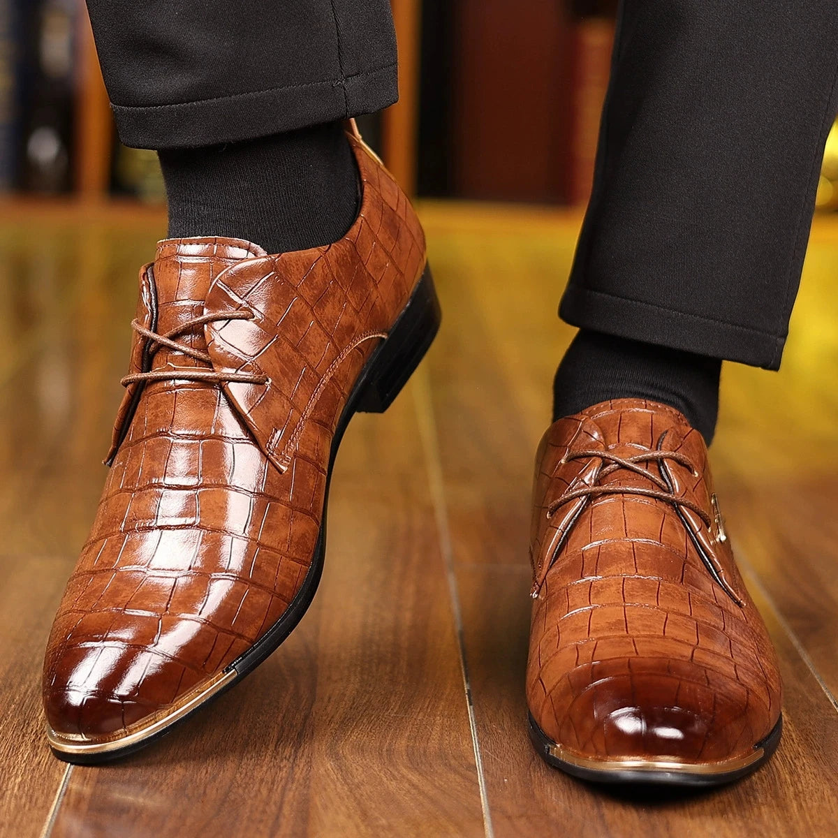 Fashion PU Leather Shoes Men Business Formal Dress Footwear Black Brown Casual Suit Comfortable British Style Groom Men Shoes