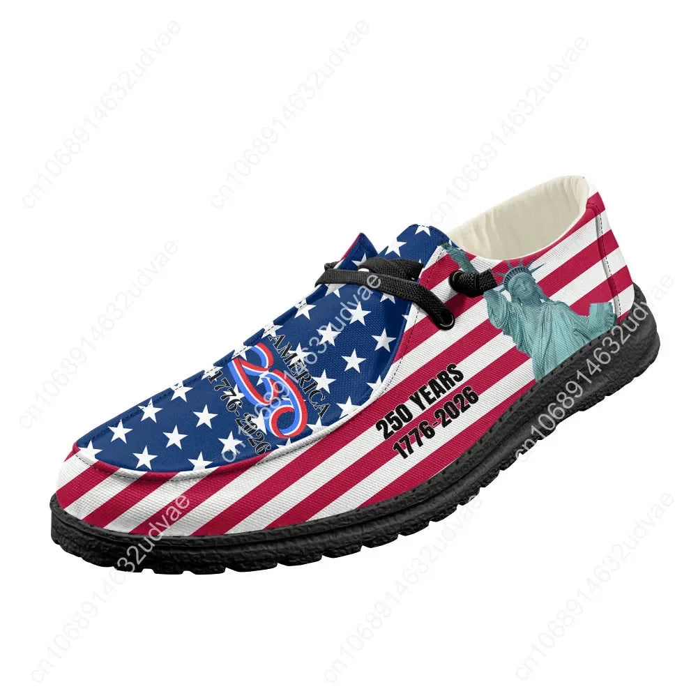 America 250th Anniversary 1776-2026 Loafers Men Woman  Casual Shoes Durable Lightweight Flat Footwear Outdoor Custom Shoe Black