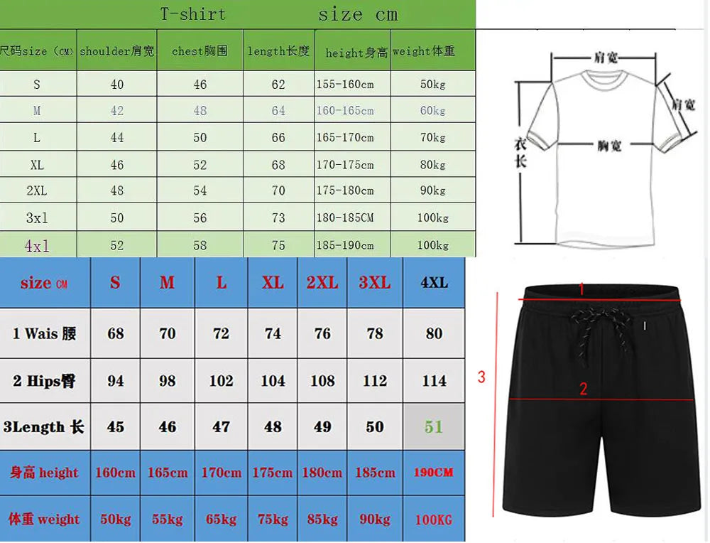 Tracksuits Sets Men Breathable Clothes Workout Sportswear Quick Drying Fashion Two Piece Sets T-shirt Shorts Sets Men's Clothing