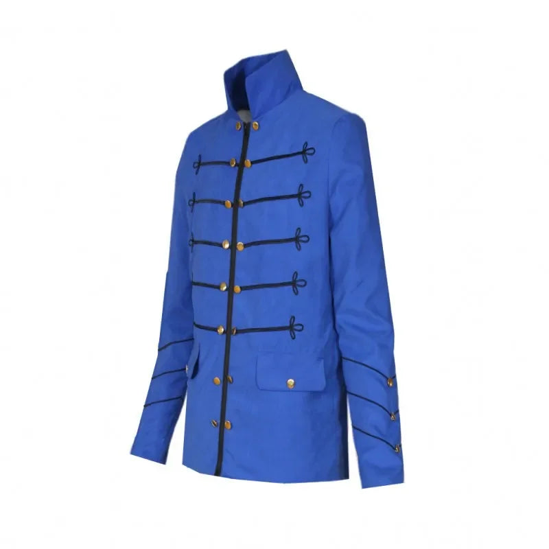Steampunk Men Gothic Clothing Military Jackets Medieval Vintage Jacket Stand Collar Rock Frock Coat Men's Retro Punk Coat