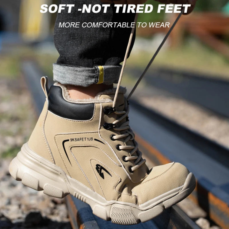 Waterproof Construction Work Safety Shoes Steel Toe Anti-Smash Wear-Resisting Protective Boots All-Season Casual Footwear