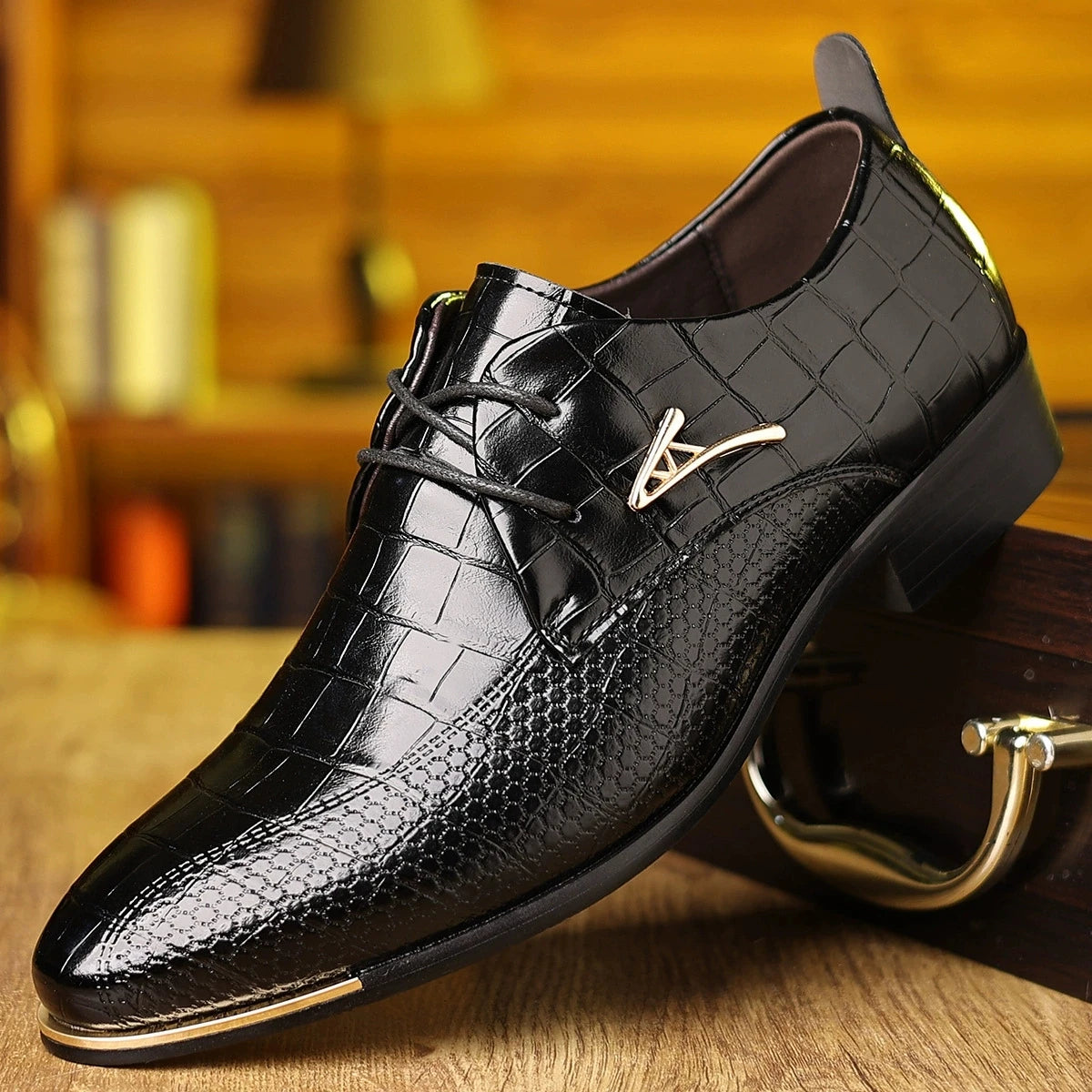 Fashion PU Leather Shoes Men Business Formal Dress Footwear Black Brown Casual Suit Comfortable British Style Groom Men Shoes