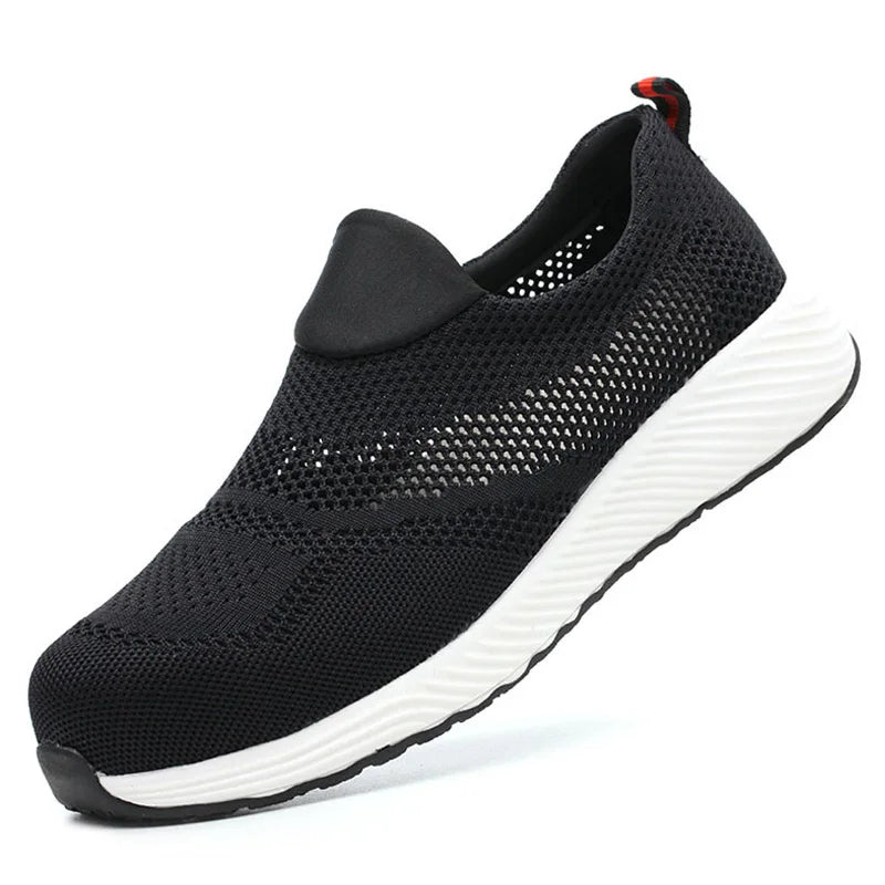 Breathable Safety Shoes Man Steel Toe Anti-Puncture Reinforced Sole Men's Work Shoes Lightweight Slip Resistant Safety Sneaker