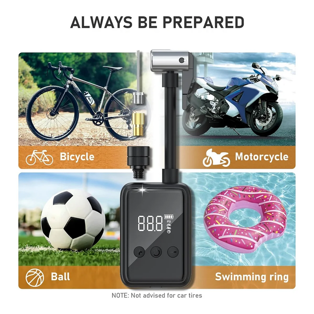 New Bike Electric Pump Portable Wireless Air Compressor, Bicycle Inflator Pump with Gauge for Presta & Schrader Valve
