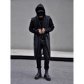 Men's Fake two Trench Jacket Windbreaker Men Gothic Punk Streetwear Long Jacket Coat Function Hoody Clothes Black