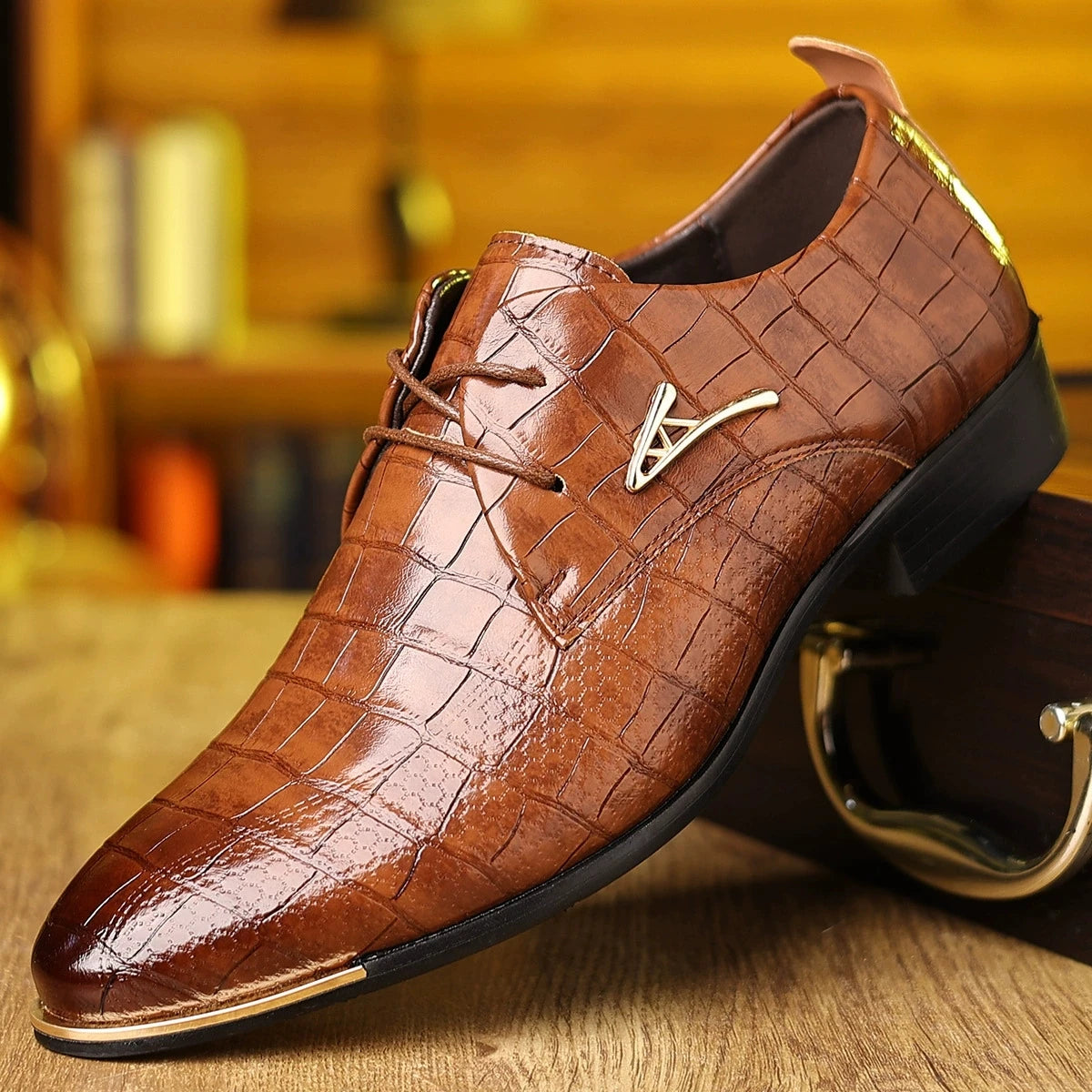 Fashion PU Leather Shoes Men Business Formal Dress Footwear Black Brown Casual Suit Comfortable British Style Groom Men Shoes