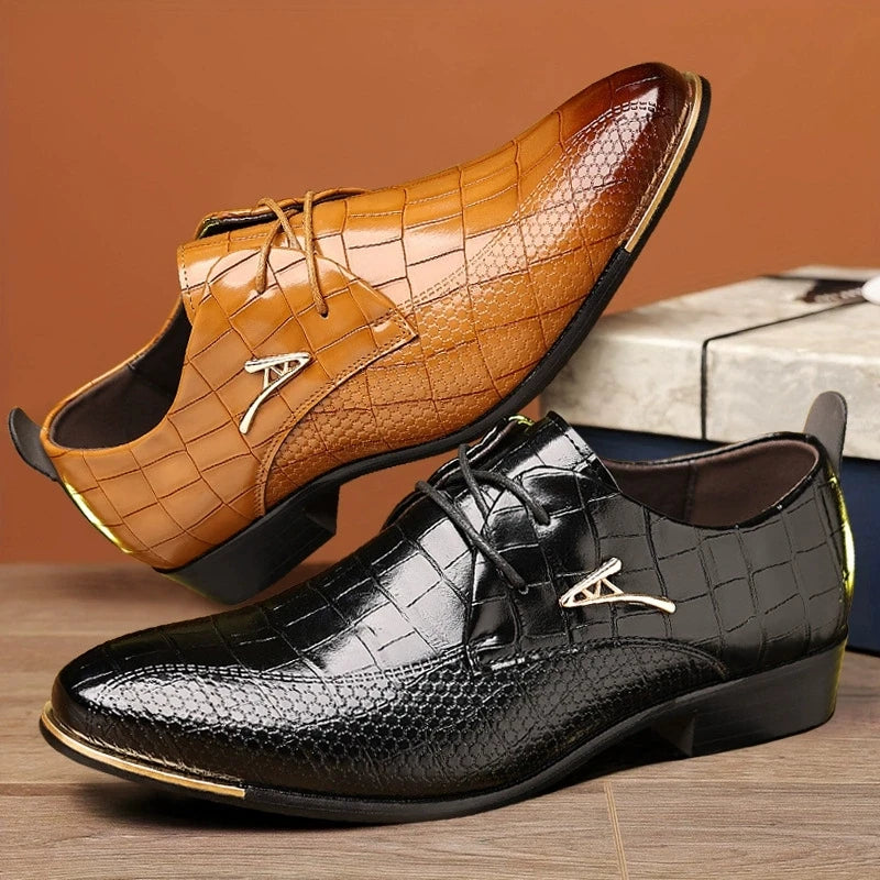Fashion PU Leather Shoes Men Business Formal Dress Footwear Black Brown Casual Suit Comfortable British Style Groom Men Shoes