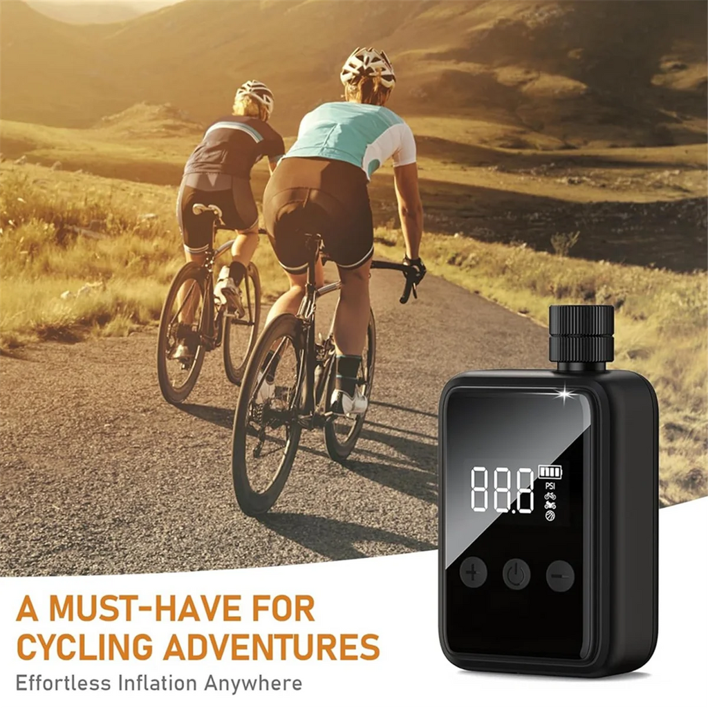 New Bike Electric Pump Portable Wireless Air Compressor, Bicycle Inflator Pump with Gauge for Presta & Schrader Valve