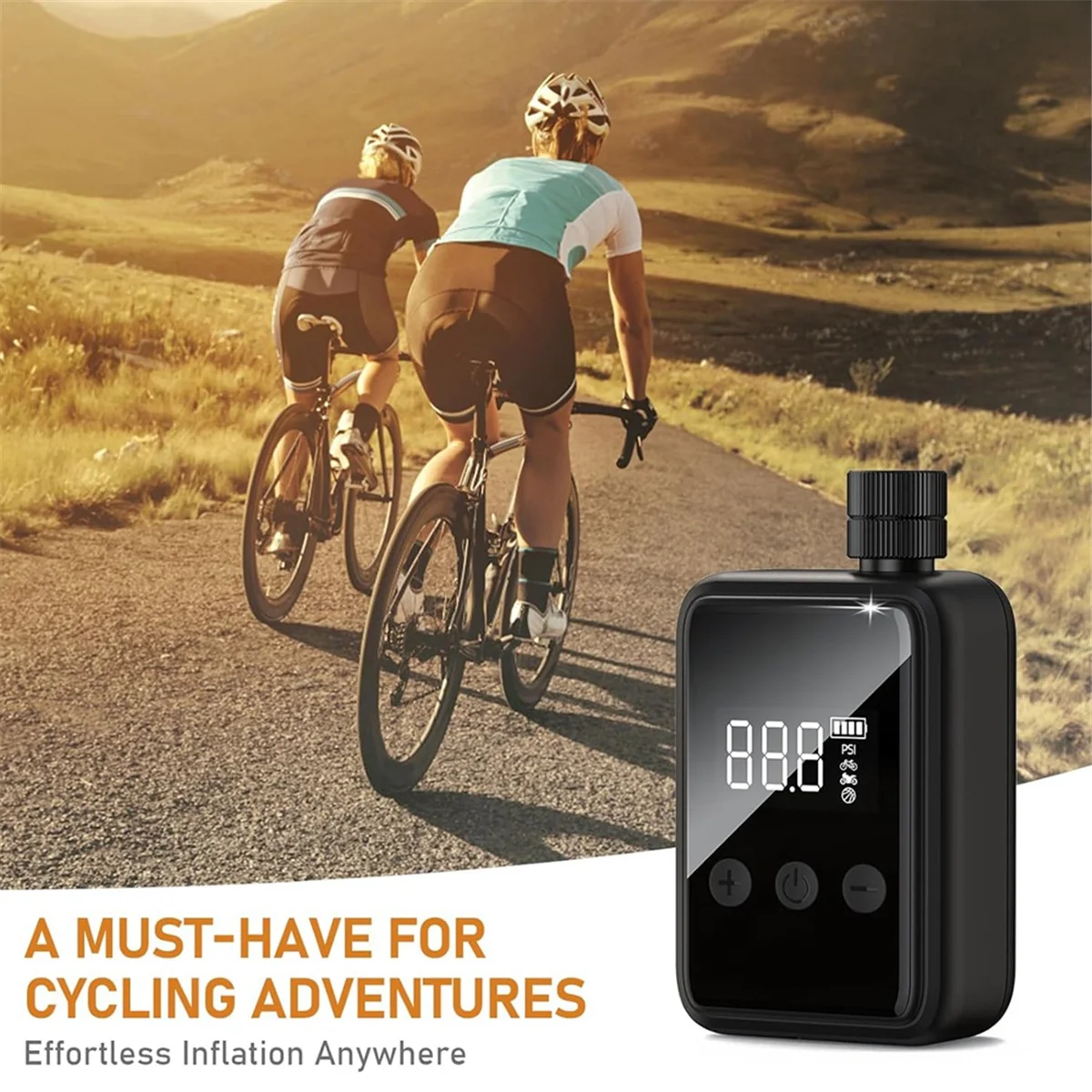 New Bike Electric Pump Portable Wireless Air Compressor, Bicycle Inflator Pump with Gauge for Presta & Schrader Valve
