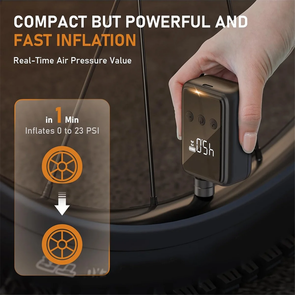 New Bike Electric Pump Portable Wireless Air Compressor, Bicycle Inflator Pump with Gauge for Presta & Schrader Valve