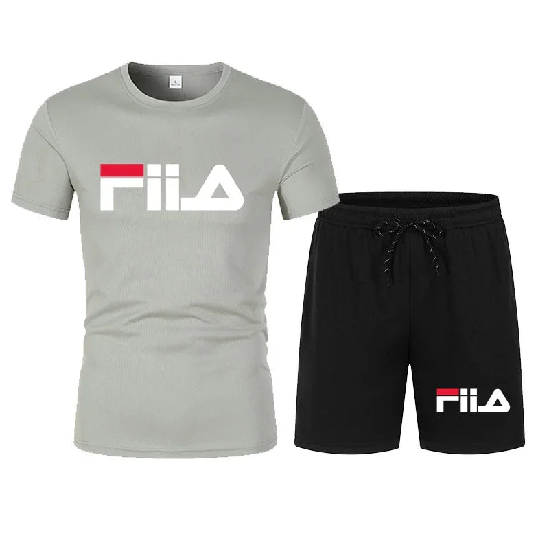 2026 New Fashion FILA Inspired Set Men Women Unisex Short Sleeve T-Shirt & Shorts 2 Piece Outfit Streetwear